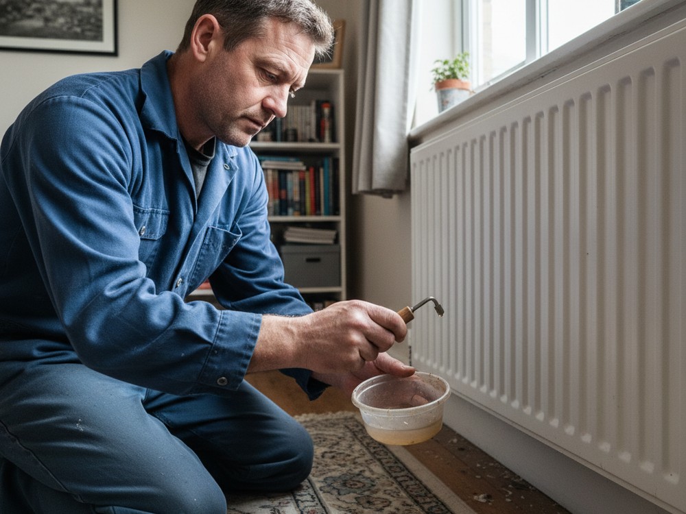 Purge d'un radiateur par un chauffagiste à Quimper